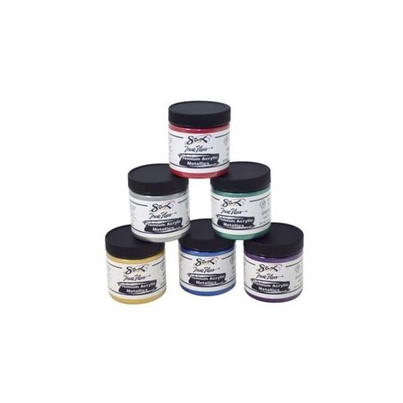 CHROMA ACRYLICS Chroma Acrylics 1592741 Premium Heavy-Bodied Acrylic Metallics Paint; 4 oz Jars; Set of 6 1592741